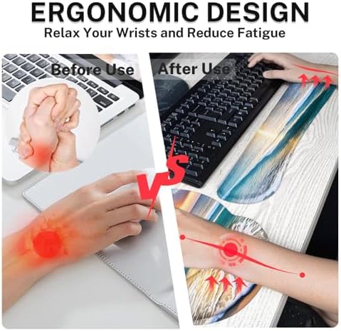 Britimes Ergonomic Mouse Pad Set with Wrist Rest, Beach Summer Sun