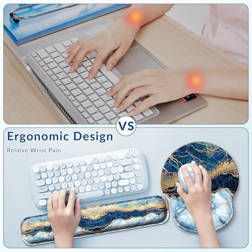 Desk Mat Set Keyboard and Mouse Pad with Wrist Rest Support