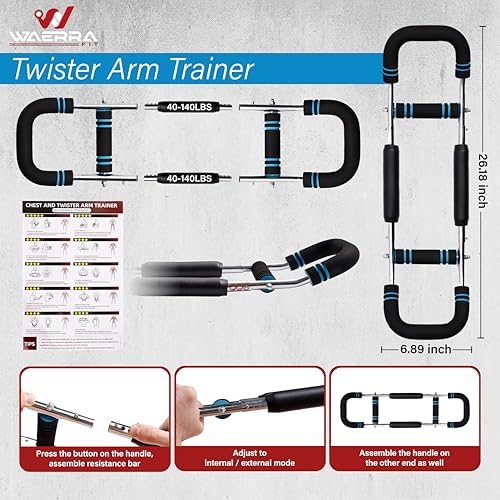 Twister Arm Trainer - Chest Workout Equipment for Home Gym, Forearm Trainer & Muscle Exerciser for Men and Women, Portable Home Workout Strength Training, Upper Body Exercise Bar