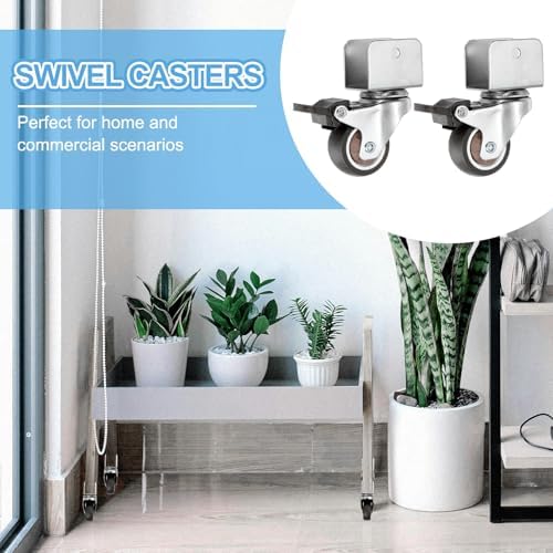 PATIKIL 1.5 Inch Caster Wheels, 4 Pcs Swivel Casters with Break 1" U Bracket Opening 55 Lb Capacity Per Caster for Furniture Office Chairs Carts and Cabinets, Brown