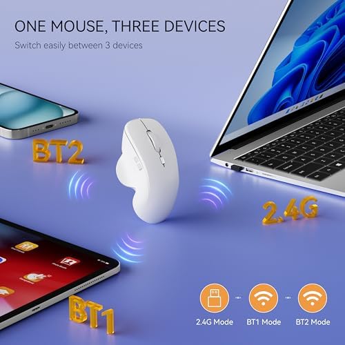 Uiosmuph Mini Wireless Bluetooth Mouse for Travel, Silent Small Mouse White