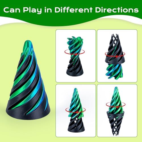 3D Printed Fidget Toys (6 Pack), Impossible Cone & Pyramid Spiral Toy, Optical Illusion Passthrough Desk Toys for Adults & Kids, Stress Relief Sensory Fidgets for Anxiety, Cool Office Gifts, Pack4