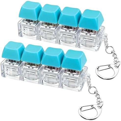 2 Pcs Keyboard Fidget Toy, Keyboard Fidget Keychain 4-in-1 Keyboard Decompression Button Finger Clicker Toys, Button Stress Relief Fidget Gifts for Adult to Relief Stress (Blue)