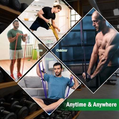 Pull Up Assistance Bands, Resistance Bands Set with Handles for Men Women, Workout & Exercise Bands, 5-Level Elastic Bands for Working Out, Stretch Bands for Home Gym, Stretching & Physical Therapy