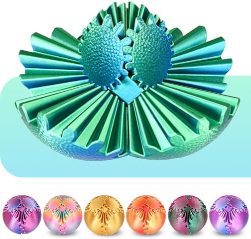 Gear Ball Fidget Toys - Steampunk Gear Sphere Stress Relief for Kids & Adults, 3D Printed Unique Funny Gift for Christmas, White Elephant, Stocking Stuffer (Christmas Green)
