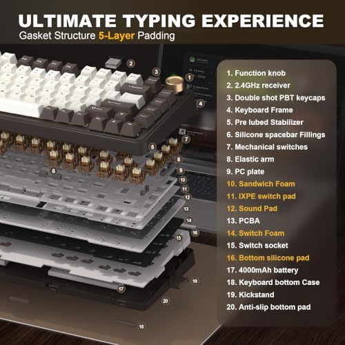 YUNZII B75 PRO 75% Wireless Mechanical Keyboard (Coffee Brown, Cocoa V2)