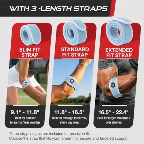 Sleeve Stars Tennis Elbow Brace for Men & Women, 9"-23" (Single/Light Blue)