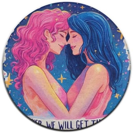 Large Round Area Rug Home Decor Modern Bathroom Rug Kitchen Office Circle Rug for Living Room Sofa Circle Cute Mat Lesbian LGBT Girl Pride Love, 36inch
