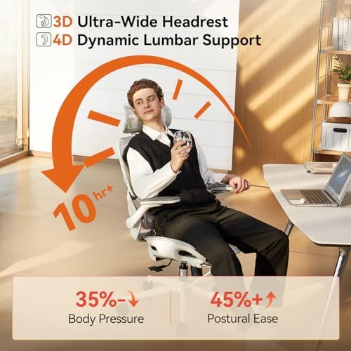 SIHOO B100 PRO Ergonomic Office Chair with Footrest, 4D Flip-Up Armrests