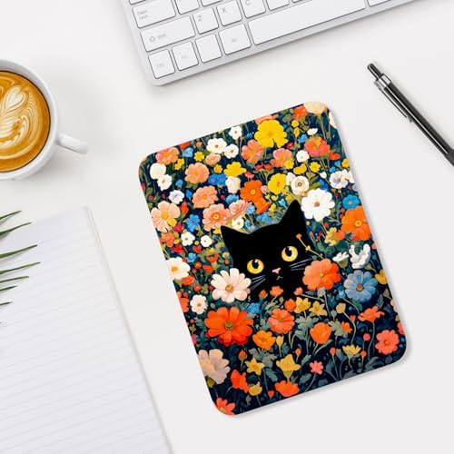 Small Mouse Pad, Mini Mouse Pad 6 x 8 Inch, Thick Rubber Waterproof Mouse Mat, Cute Mousepad for Women Men Wireless Mouse Laptops Home Office, Cute Black Cat