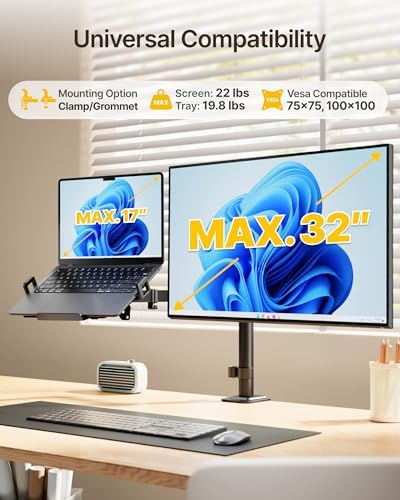monTEK Monitor and Laptop Stand for 32" Screen and 17" Laptop
