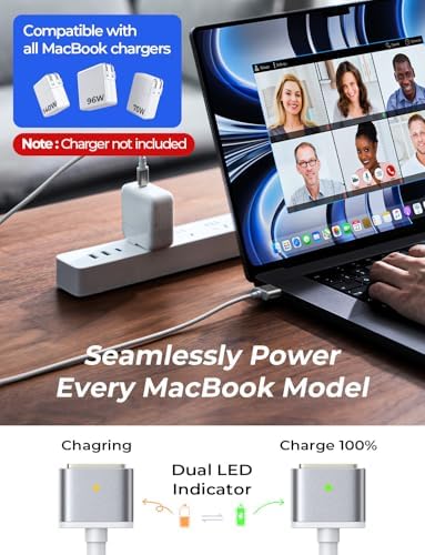 LISEN MacBook Charger USB-C to Magnetic 3 Cable (3.3FT) for M5/M4 MacBook Air Pro Charger, 140W Magnetic Safe 3 Cable for Pro (16"/14" 2025, 2024, 2023, 2021) Air (15''/13'' 2025, 2024, 2023, 2022)