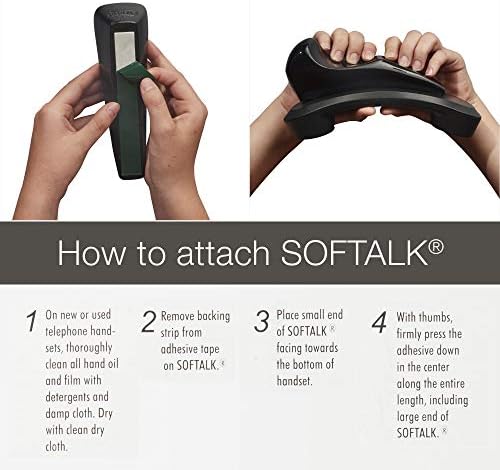 Softalk II Phone Shoulder Rest, Landline Office Telephone Accessory with Nonslip Ergo-Grip Cushion and Self-Adhesive Tape Attachment, Black