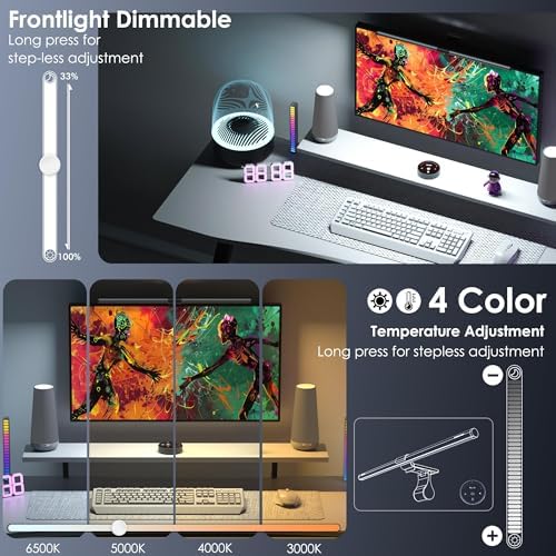 Quntis RGB Monitor Light Bar with Remote, Flat Curved & Ultrawide Fits