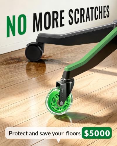 HOLKIE Gaming Chair Wheels Green Core Silent Roller Blade Casters