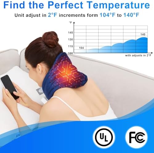 Neck Heating Pad with Vibration Massage for Neck Pain Relief,Portable Cordless Heating Pad for Neck,Heated Neck Wrap Cordless for Soreness Stiffness