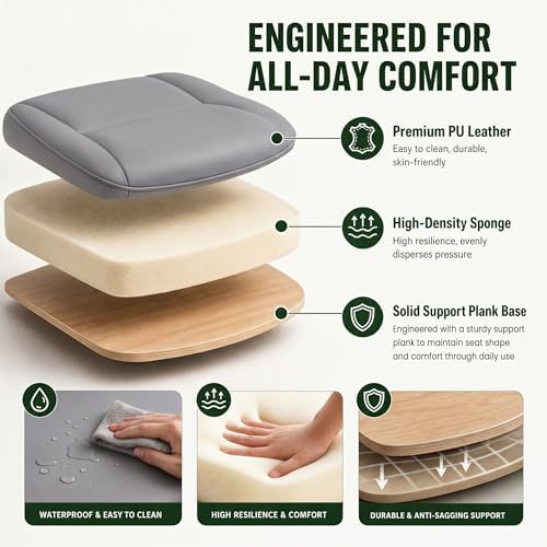 MALOL Leather Office Chair with Adjustable Lumbar Support Set of 2, Grey