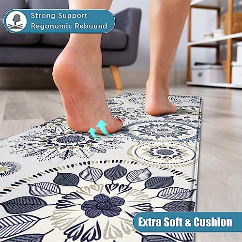 Sofort Kitchen Rug Set of 2 Anti Fatigue Kitchen Mats for Floor, Non Slip Waterproof Kitchen Rugs, Ergonomic Cushioned Comfort Standing Mats for Laundry, Office, Sink