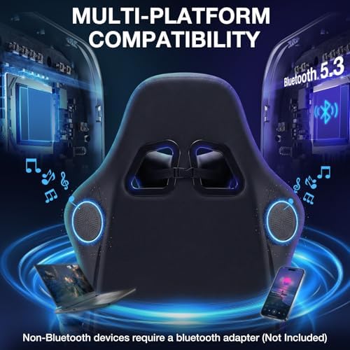 RGB Gaming Chair with Bluetooth Speakers LED Lights Computer Chairs-Purple