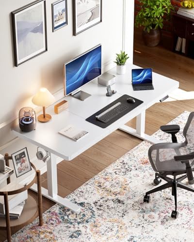 HUANUO 71 x 35 Inch Large Electric Standing Desk, Brushless Motor, White