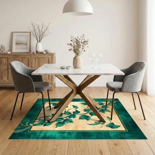 5'x7' Green Cat Cat-Inspired Vine Symmetry Ultra-Soft Area Rug