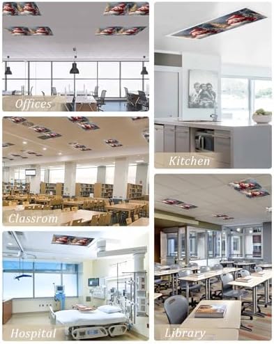 Red Snowman Magnetic Fluorescent Light Covers for Ceiling Lights 2 x 4 Feet,Christmas Tree Rustic Forest Painting Office Classroom Kitchen Drop Ceiling Light Covers Filters Shade Panel 4 Packs
