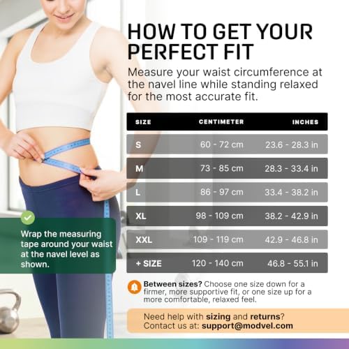 Modvel Back Brace for Lower Back Pain Women and Men – Lumbar Support Belt for Sciatica, Herniated Disc, Muscle Strain – Adjustable Breathable Work Brace with 6 Stays – Support for Posture