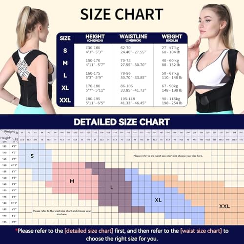 VOKOKOYA Posture Corrector for Women and Men,Adjustable Shoulder Straightener,Back Support Brace,Upper Spine scoliosis, hunchback Black Large