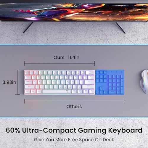 60% Wired Mechanical Gaming Keyboard with Red Switches, LED Backlit