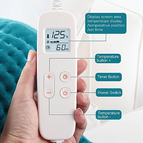 Electric Heating Pad for Back: VAAGHANM 33" x 17" Extra Large Heat Pad for Shoulder & Neck & Back - 6 Temperature Settings & Auto Shut-Off Timer