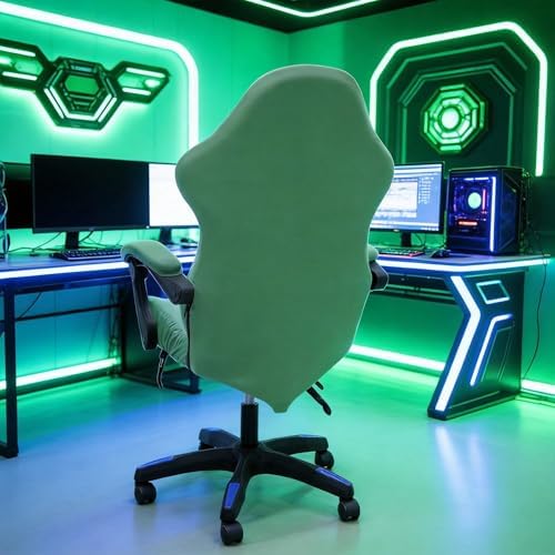 Gaming Chair Cover Set with Armrest Covers, Stretch Ruffled Slipcover for Racing Office Computer Reclining Chairs (Avocado Green)