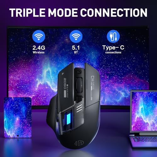INPHIC A9 V2 Explorer Wireless Gaming Mouse, Tri-Mode, Rechargeable