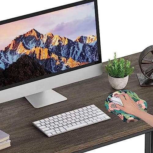 Mouse Pad, Ergonomic Mouse Pad with Wrist Support Pain Relief Comfort Wrist Rest Pad with Non-Slip PU Base for Gaming, Home, Office & Travel, Floral Abstract