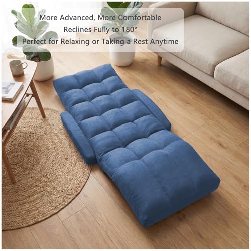 Adjustable Floor Gaming Chair with Footrest, 14-Position Backrest