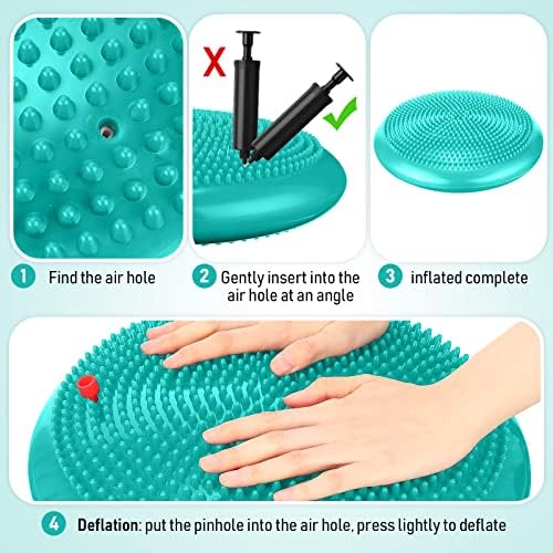 Leitee 3 Pcs Inflated Wobble Cushion Exercise Wiggle Seat for Sensory Flexible Seating Wobble Board Balance Disc Sensory Wiggle Seat Pad for Office Chair with Air Pump
