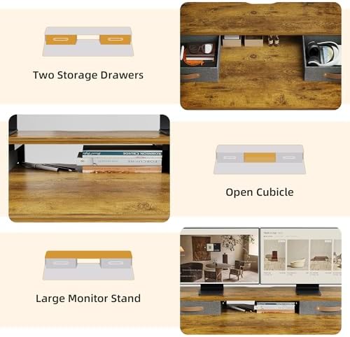 Seang Electric Standing Desk with 2 Drawers, 55 Inch, Rustic Brown