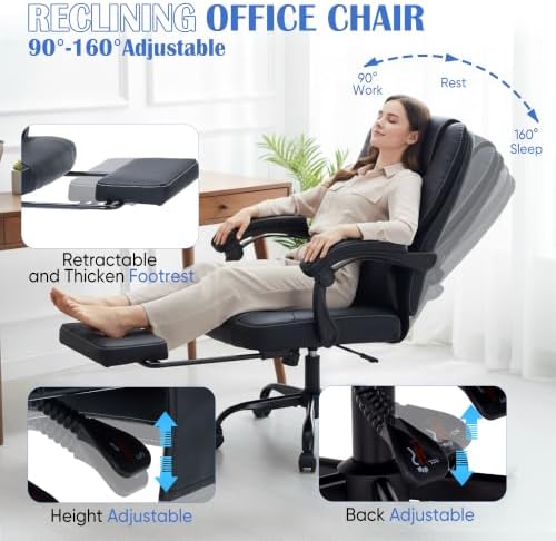 400lbs Reclining Office Chair with Ergonomic Lumbar Support