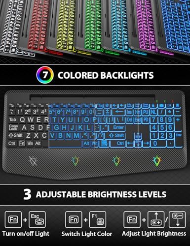 SABLUTE Wireless Keyboard and Mouse Combo, Large Print Backlit Scissor Keys