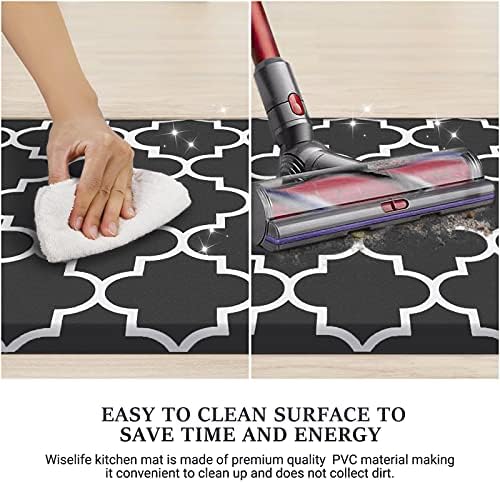 WISELIFE Kitchen Mats and Rugs Cushioned Anti-Fatigue, 17.3"x 39", Black
