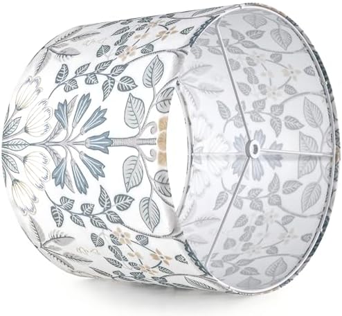 GO&SO Lamp Shades 1Pc,13" D x 10" H,Blue Green Floral Drum Lamp Shade