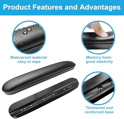 Wheelchair Armrest Pads, Premium Wheelchair Arm Pads, Wheelchair Armrest Replacement Accessories, Black (1 Pair) Compatible with All Brands(13-7/8")