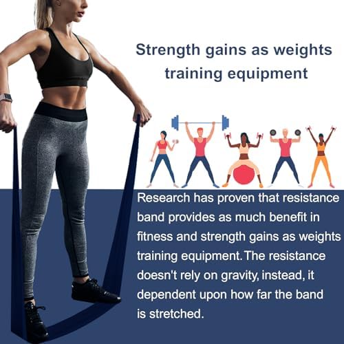 A AZURELIFE Resistance Bands,Professional Long Non-Latex Elastic Stretch Bands,Exercise Bands for Physical Therapy, Yoga, Pilates, Rehab, at-Home or The Gym Workouts, Strength Training