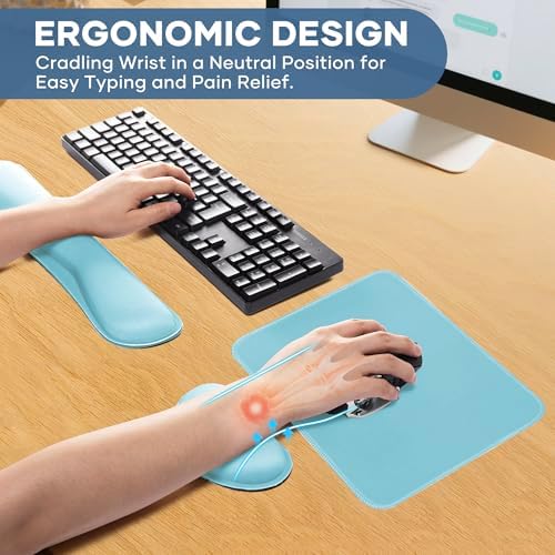 Office Ergonomic Memory Foam Computer Mouse and Keyboard Wrist Rest pad Support Carpal Tunnel, Wrist Rest for Keyboard and Mouse, Wrist Support Set
