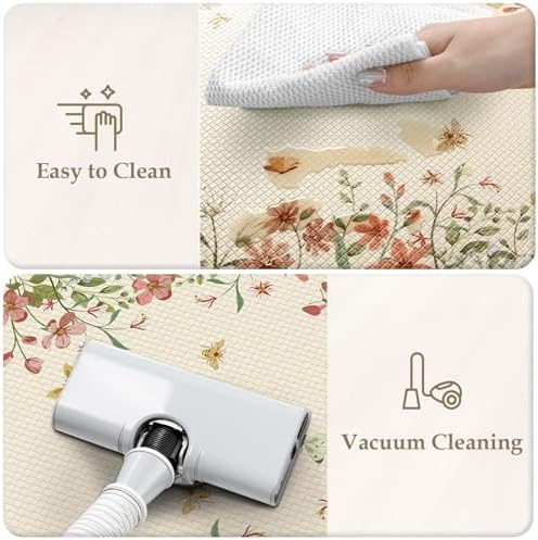 KIMODE Anti Fatigue Kitchen Mats for Floor,Beige Farmhouse Kitchen Rugs Set