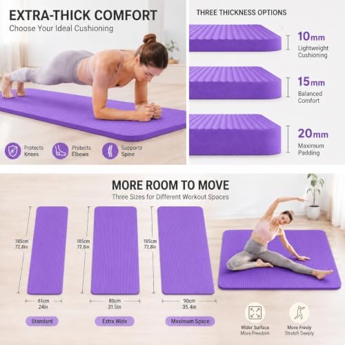 Extra Thick Yoga Mat, High Density Non-Slip Exercise Mat