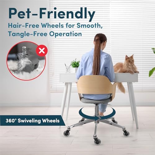 Lifelong Office Chair Wheels Replacement, Heavy Duty, Clear, 5-Pack Fit 98%