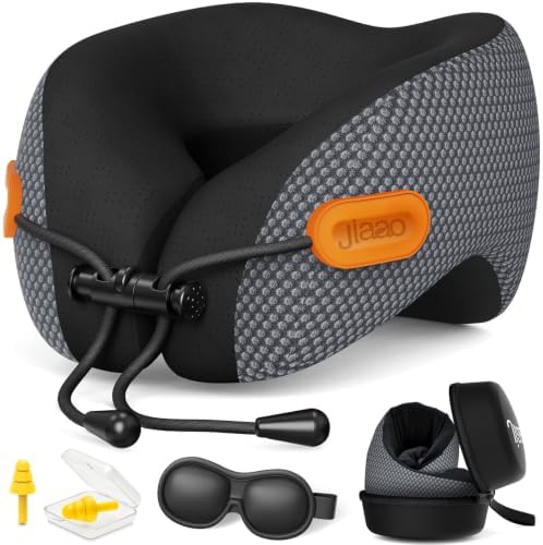 jiaao Travel Pillow,Airplane Neck Pillow with 360° Neck and Chin Support