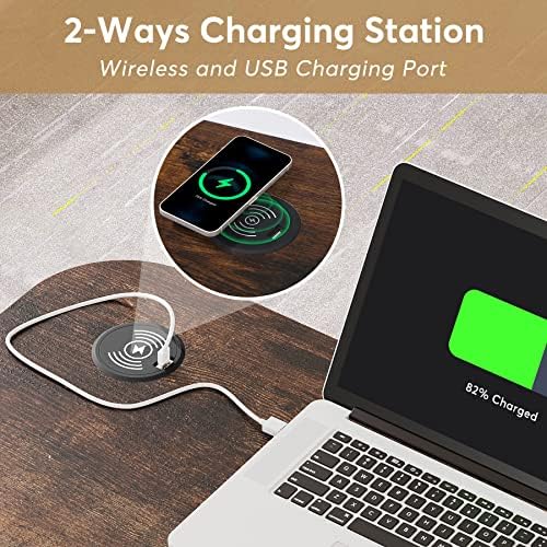 Tribesigns Portable Desk with Power Outlets, Height Adjustable Side Table Sofa Couch Bedside Laptop Computer Cart with USB Charging Ports, Mobile Small Standing Desk with Keyboard Tray