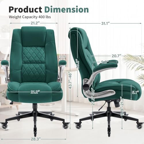 Fabric High Back Office Chair, Thick Padded Ergonomic Computer Desk Chair