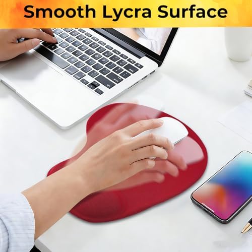 Mouse Pad with Wrist Support, 2-Pack Ergonomic Mousepad with Wrist Rest, Gaming Mouse Pad with Non-Slip PU Base, Relieve Pain Relief, for Home Office Computer Laptop, Red